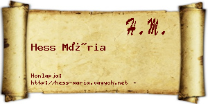 Hess Mária névjegykártya